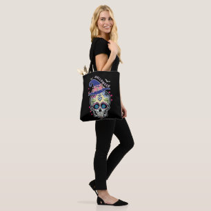 Halloween Flower Skull Tote Bag