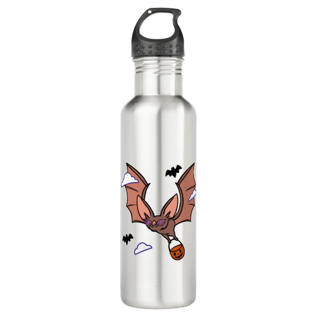 Halloween flying bat cute 710 ml water bottle (Front)