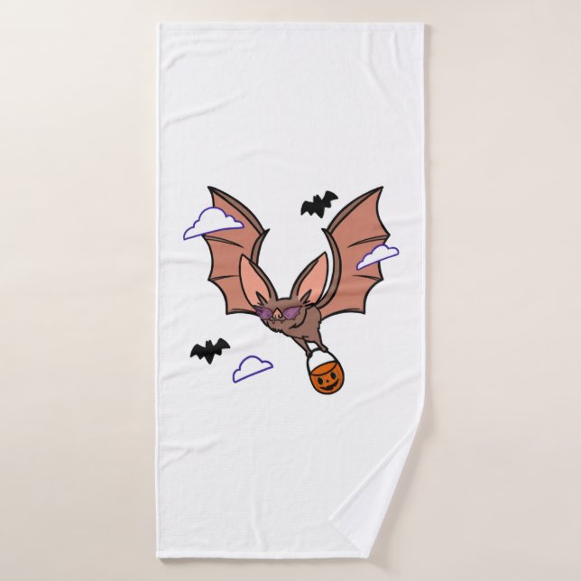 Halloween flying bat cute bath towel (Bath Towel)
