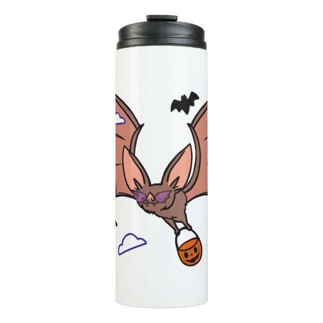 Halloween flying bat cute thermal tumbler (Front)