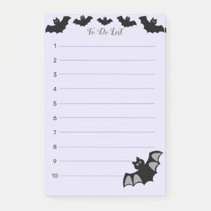 Halloween flying bats on periwinkle To Do List Post-it Notes