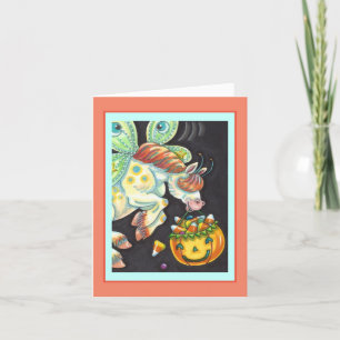 HALLOWEEN FLYING HORSE, CANDY CORN Blank Note Card