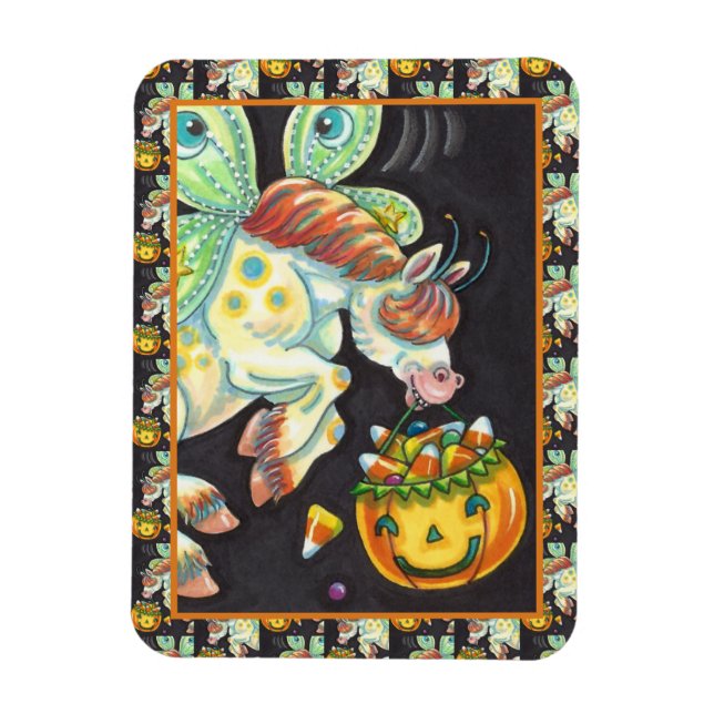 HALLOWEEN FLYING HORSE CANDY CORN MAGNET (Vertical)