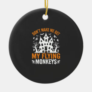 Halloween Flying Monkeys Haunted House Graphic Ceramic Tree Decoration