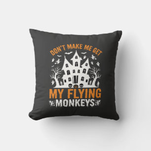 Halloween Flying Monkeys Haunted House Graphic Cushion