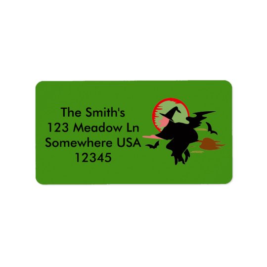 Halloween Flying Witch Address Label