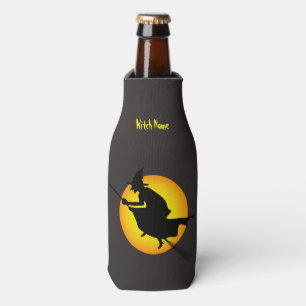 Halloween Flying Witch Broom Custom Bottle Cooler