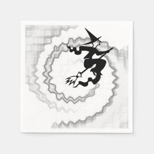 Halloween flying witch magic spell swirl funny napkin