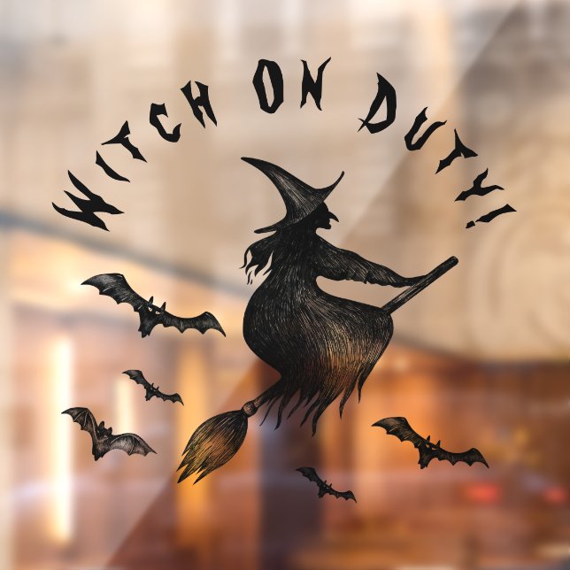 Halloween Flying Witch Spooky Full Moon Black Window Cling (Sheet 2)