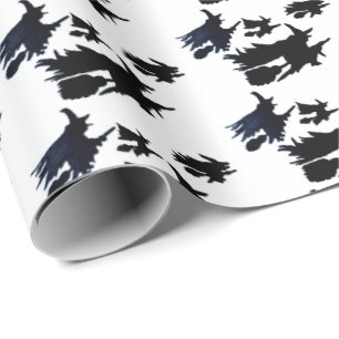 HALLOWEEN FLYING WITCHES wrapping paper