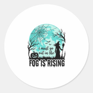Halloween Fog Is Rising Witch Pumpkin Vintage Shir Classic Round Sticker
