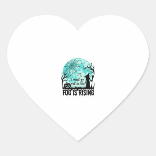Halloween Fog Is Rising Witch Pumpkin Vintage Shir Heart Sticker
