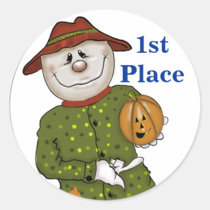 Halloween Folk Scarecrow Contest Prize Classic Round Sticker
