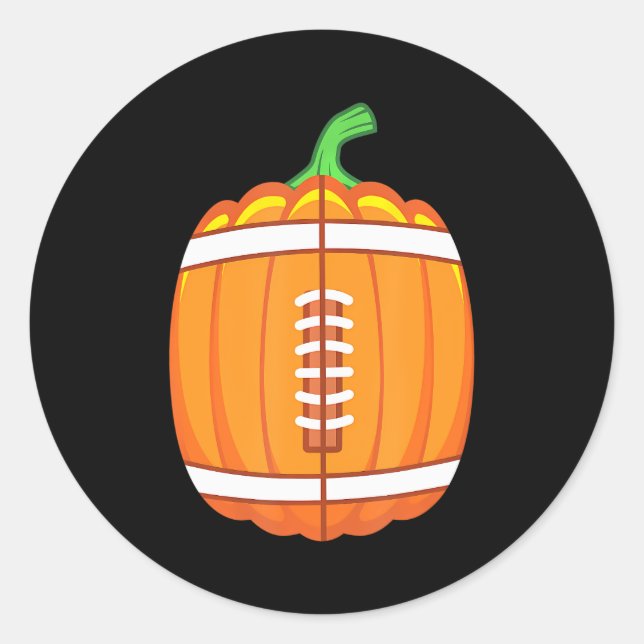 Halloween Football Ball Pumpkin Boys Kids Classic Round Sticker (Front)