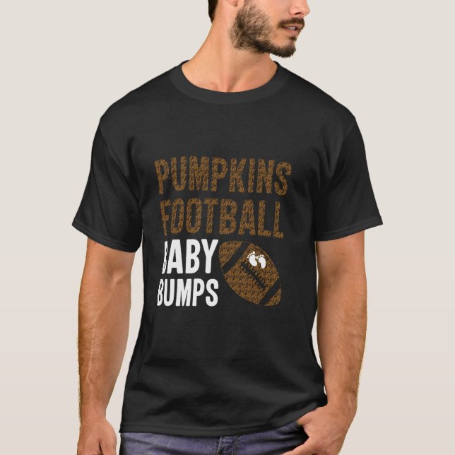 Halloween Football Pregnancy Announcement Fall Bab T-Shirt (Front)