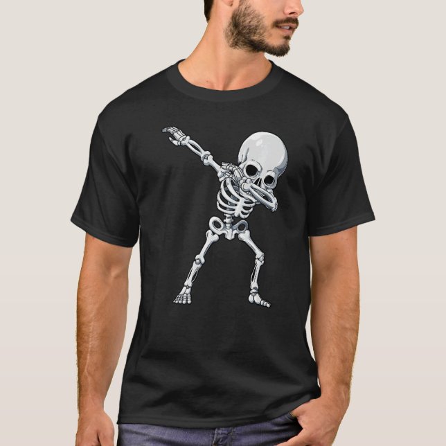 Halloween for Boys Kids Dabbing Skeleton Costume T-Shirt (Front)