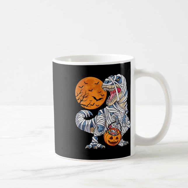 Halloween For Boys Men Dinosaur T Rex Mummy Pumpki Coffee Mug (Right)