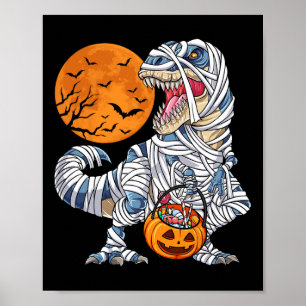Halloween For Boys Men Dinosaur T Rex Mummy Pumpki Poster