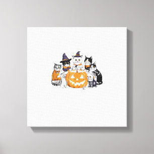 halloween for Cat Cute Kitten Ghost Skeleton Lover Canvas Print