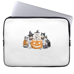 halloween for Cat Cute Kitten Ghost Skeleton Lover Laptop Sleeve