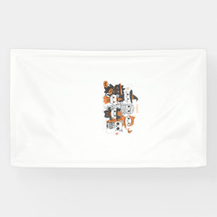 halloween for Cat Cute Kitten Skeleton Ghost Funny Banner