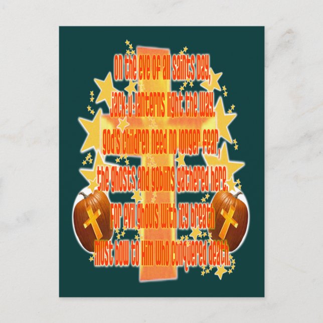 Halloween for Christians (Poem) Postcard (Front)