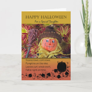 Halloween for Daughter, Scarecrow and Poem Card
