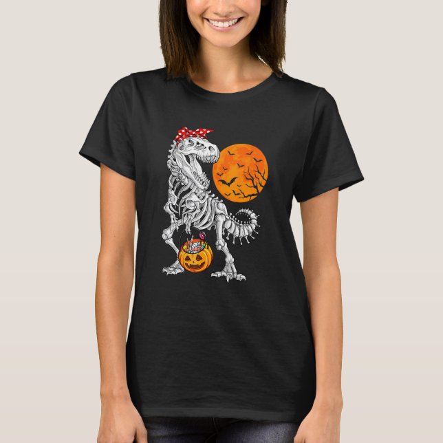 Halloween For Girl Kids Dinosaur Skeleton T Rex Sc T-Shirt (Front)
