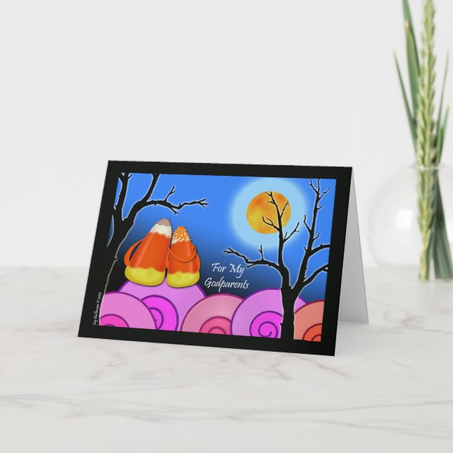 Halloween for Godparents, Candy Corn Couple Card (Front)