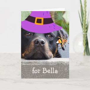 Halloween for Granddaughter Rottweiler and Spider Card