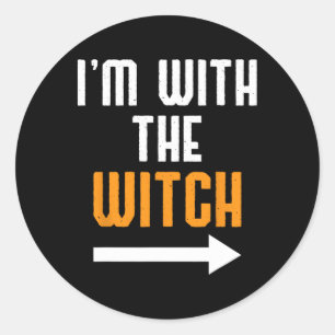 Halloween For Men I'm With The Witch Fun Halloween Classic Round Sticker