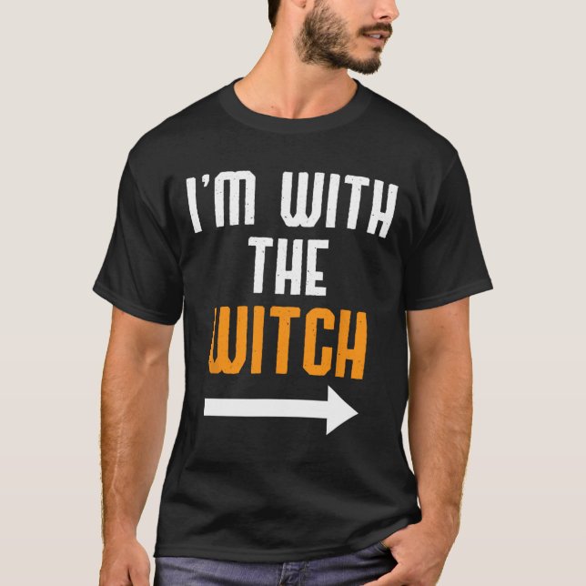 Halloween For Men I'm With The Witch Fun Halloween T-Shirt (Front)