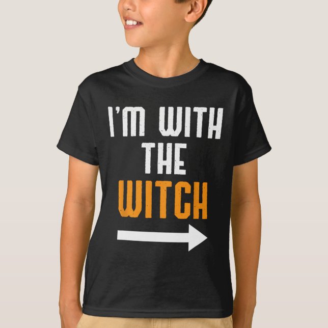 Halloween For Men I'm With The Witch Fun Halloween T-Shirt (Front)