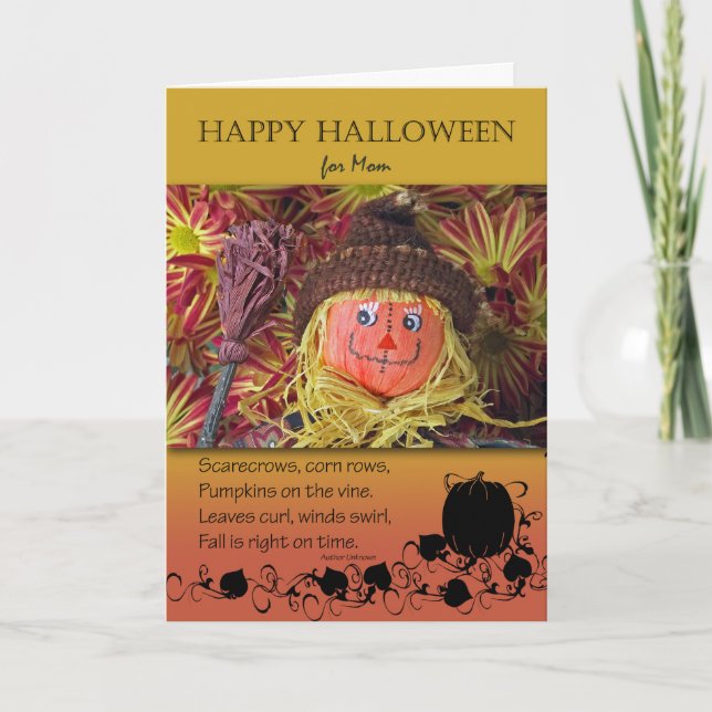 Halloween for Mum, Scarecrow and Poem Card (Front)