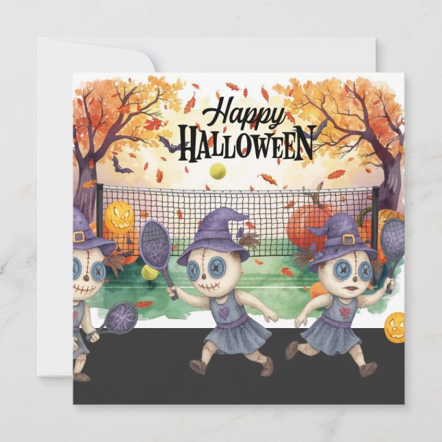 Halloween for Pickleball Player Party  Holiday Card (Front)