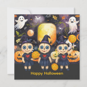 Halloween for Pickleball Player Party Holiday Card