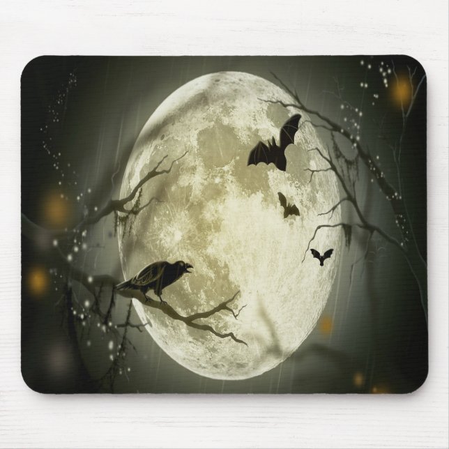 Halloween Forest, Bats, Landscape Mouse Mat (Front)
