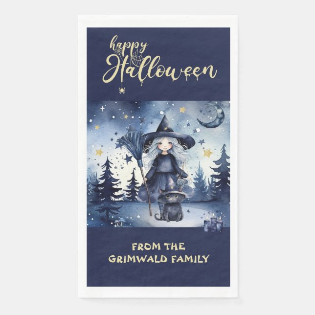 Halloween Forest Scene Customisable Paper Napkins (Front)
