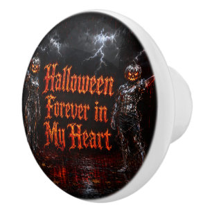 Halloween Forever In My Heart Gothic Pumpkin Jack Ceramic Knob