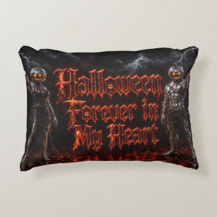 Halloween Forever In My Heart Gothic Pumpkin Jack Decorative Cushion