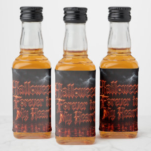 Halloween Forever In My Heart Gothic Pumpkin Jack Liquor Bottle Label