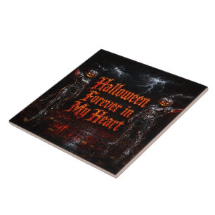 Halloween Forever In My Heart Gothic Pumpkin Jack  Tile