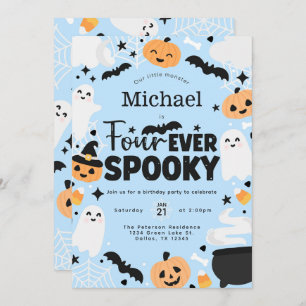 Halloween Four Ever Spooky 4th Birthday Party Invitation