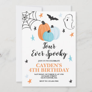 Halloween Four Ever Spooky Birthday Pumpkins Invitation
