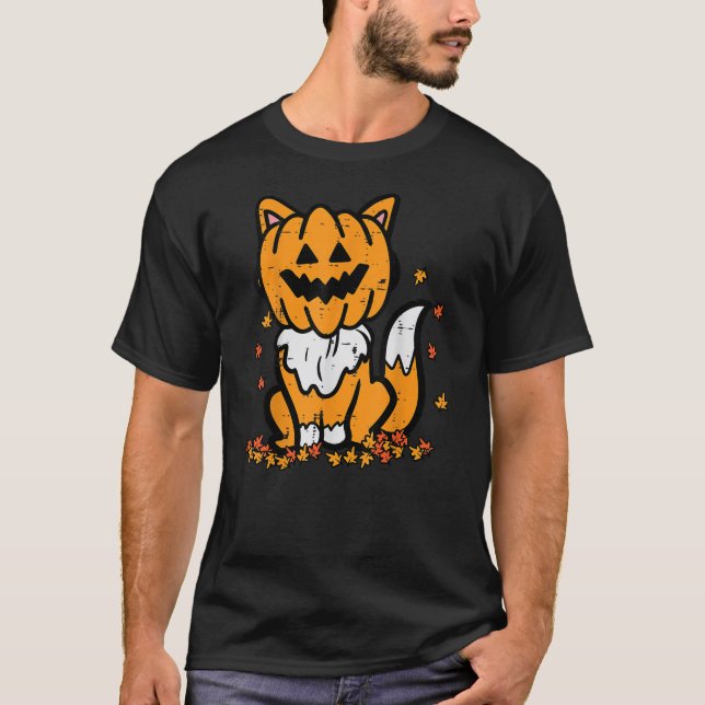 Halloween Fox Pumpkin Fall Autumn Costume Kids Wom T-Shirt (Front)