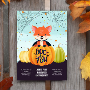 Halloween Fox Spooky Pumpkin Cute Costume Party Invitation