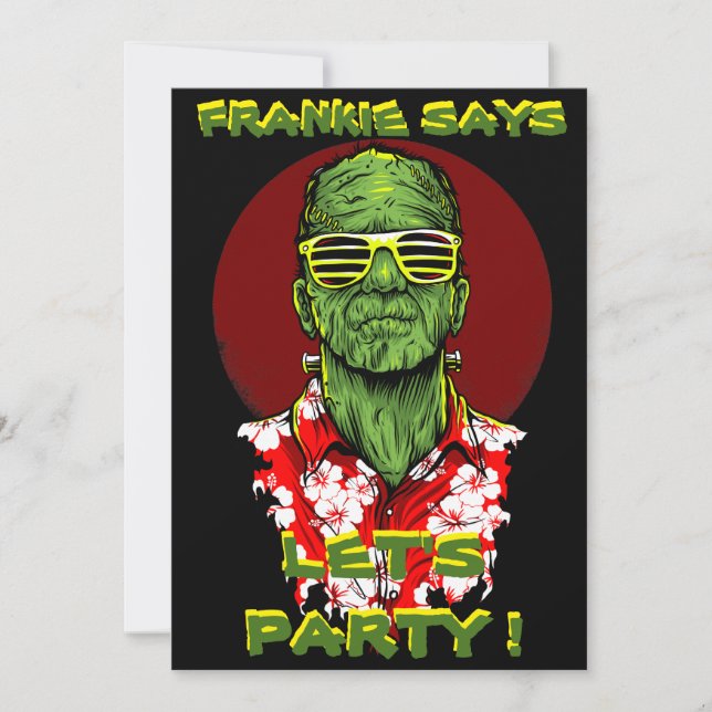 halloween frankenstein beach party invitation (Front)