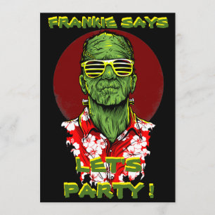 halloween frankenstein beach party invitation