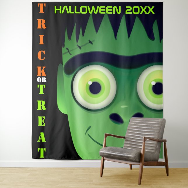 Halloween Frankenstein Monster Backdrop Tapestry (In Situ)