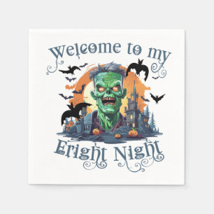 Halloween Frankenstein Welcome To My Fright Night Napkin